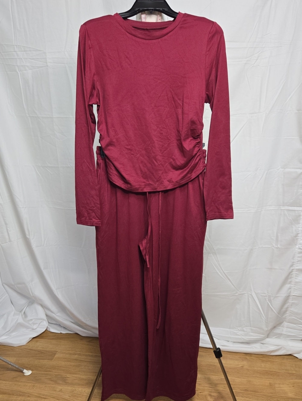 Women's Burgundy Long-Sleeve Pajama Set